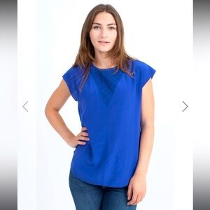 Rebecca Taylor cobalt blue silk blouse top shirt 4